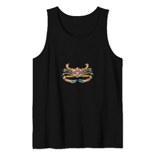 Colorful Crab Marine Animal Scientific vintages Illustration Tank Tops
