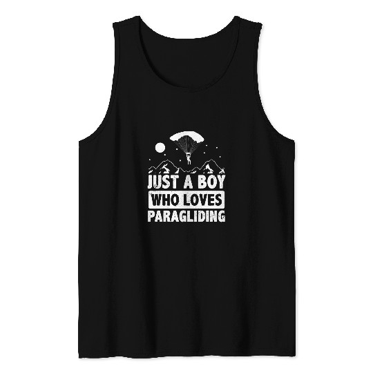 Skydiving Gift Mens Just A Boy Who Loves Paragliding Paraglider Parachute Sport Tank Tops