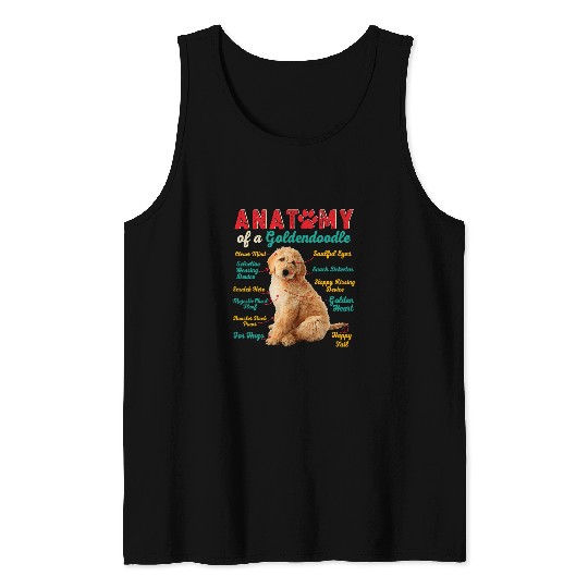 Dog Goldendoodle vintages Anatomy Of A Goldendoodle Funny Dog Owner Lover Tank Tops