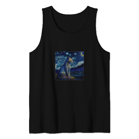 Leopard Gift Surrealism Starry Night Amur Leopard 1 Tank Tops