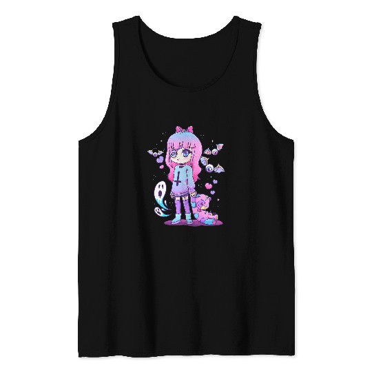 Funny Bear Pastel Goth Creepy Girl Teddy Bear Kawaii Emo Cute Nu Goth Cute Bears Tank Tops