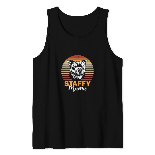 Dog Staffordshire Staffy Mama Retro vintages Staffordshire Bull Terrier Tank Tops
