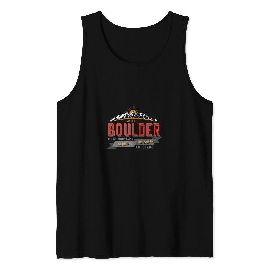 Boulder Colorado Rocky Mountains Sunrise Travel Souvenir Tank Tops