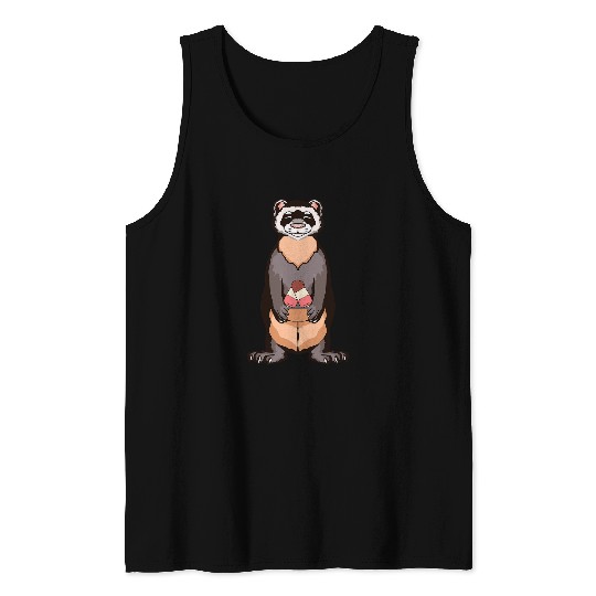 Ferret with ice creams funny illustration Tank Tops