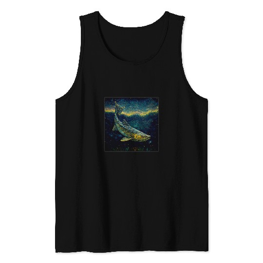 Surrealism Starry Night Northern Pike Tank Tops