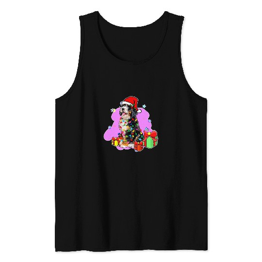 bernedoodle santa christmas tree lights xmass pajama pet dogs Tank Tops