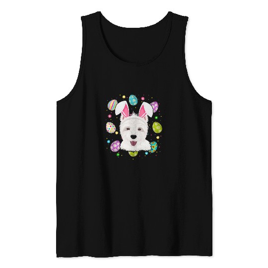Easter Egg Lover Bunny Ear Westie Dog Face Easter Sunday Tank Tops