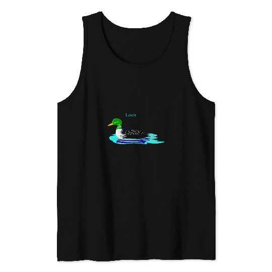Greenheaded Loon Bird Lover Art Illustration Tank Tops