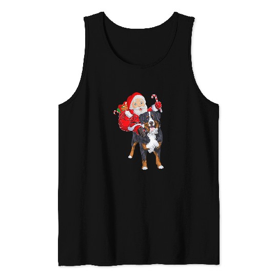 Christmas Santa Claus Riding Bernese Mountain Dog xmass Dog Tank Tops