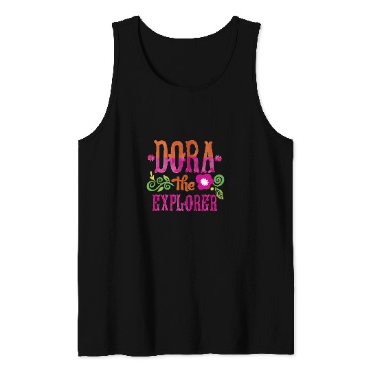 Dora the Explorer Flower Word Art Logo Tank Tops