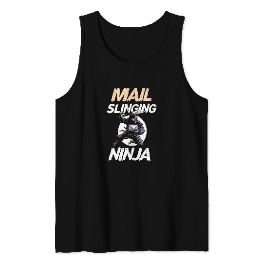 Mail Carrier Car Mail Slinging Ninja Funny Postal Worker Tank Tops