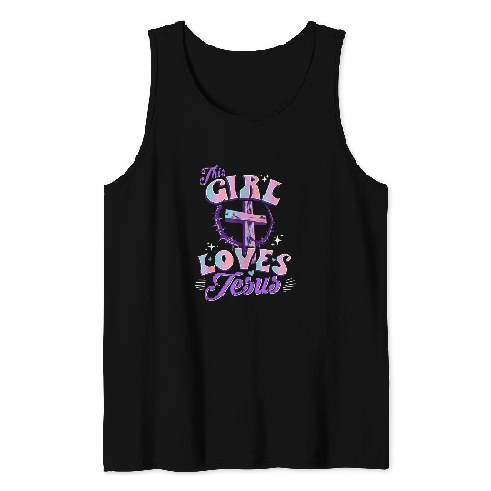 Christian This Girl Loves Jesus Funny Women Christian Religious Christ Tank Tops