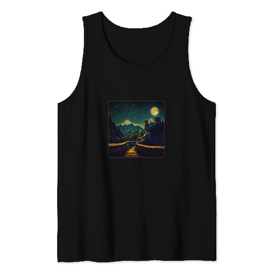 Surrealism Starry Night Great Wall of China 1 Tank Tops