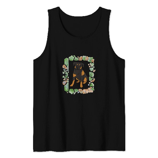 Gemstone Lovers Rottweiler Dog Lovers Picture Frame Tank Tops