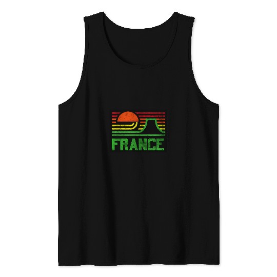 Cool Retro France Sunset Outfit Illustration Fashion Graphic Tank Tops