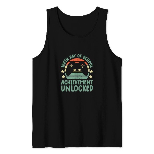 Game Gaming 100th day of school achievement unlocked For Kids Video Game 84 Gamer Loving Game Tank Tops
