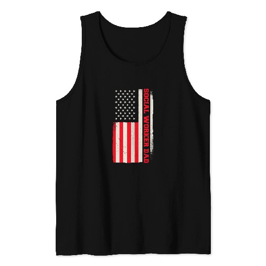 Patriotic Welfare Almoner Social Worker Dad American Flag 4 Tank Tops