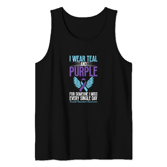 I Wear Teal Purple For suicides Prevention Awareness 2 Tank Tops