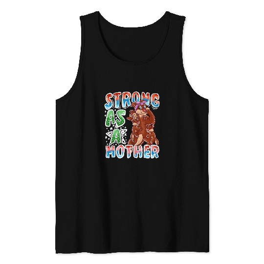 Otters Mom Strong As A Mother Mommy Mama Mothers Day Tank Tops