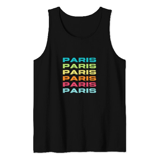 I Love Paris Paris Colorful Illustration Fashion Graphic Tank Tops