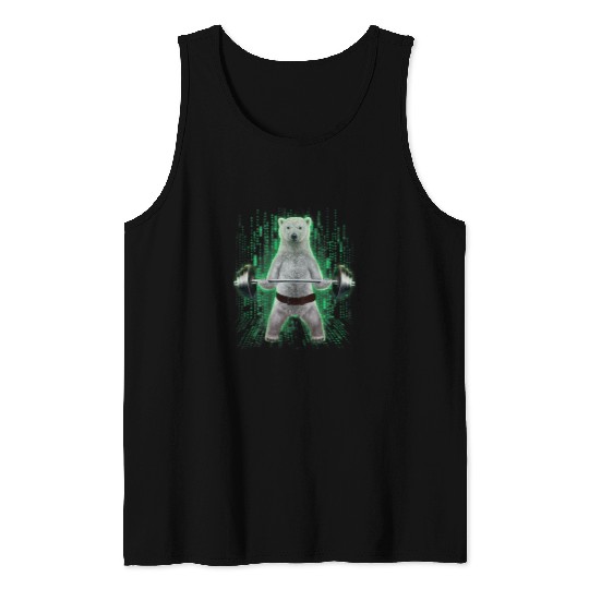 Funny Bear Polar Bear Weightlifting in Cyber Fitness Gym Cute Bears Tank Tops