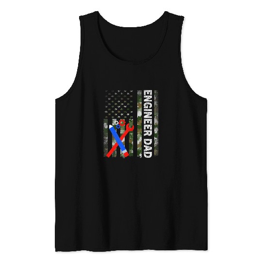 Mens Cool American Flag Camouflage Engineer Dad Fathers Day 1 Tank Tops