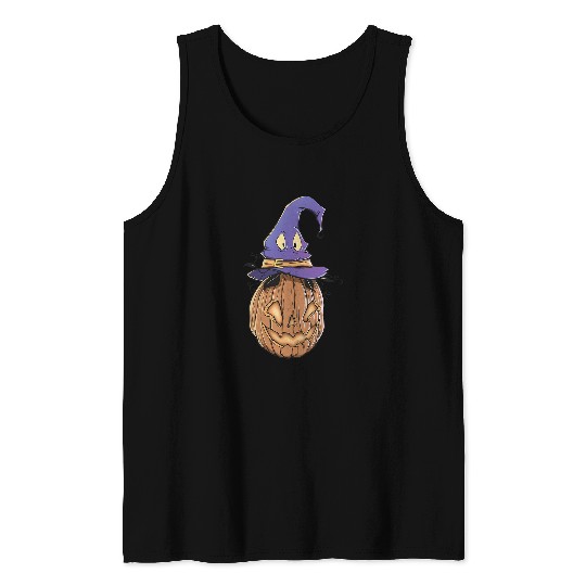 Pastel Goth Pumpkin Warlock Squash Fruit Halloween Magic Hat 518 Tank Tops