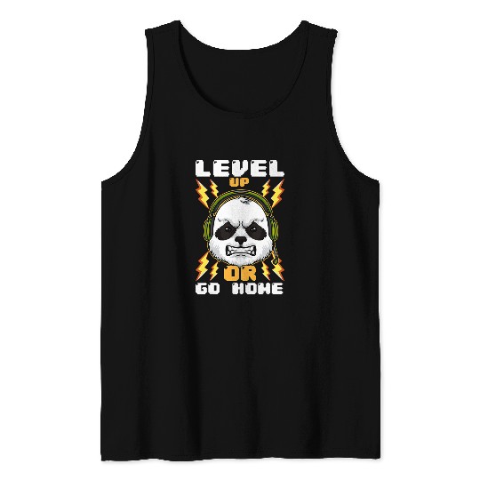 Funny Bear Level Up Funny Video Gamer Panda Bear Gaming Humor Joke Cute Bears Tank Tops