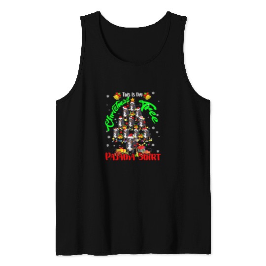 Christmas Tree Pajama xmass Tree Santa Bernedoodle Dog Lover Tank Tops