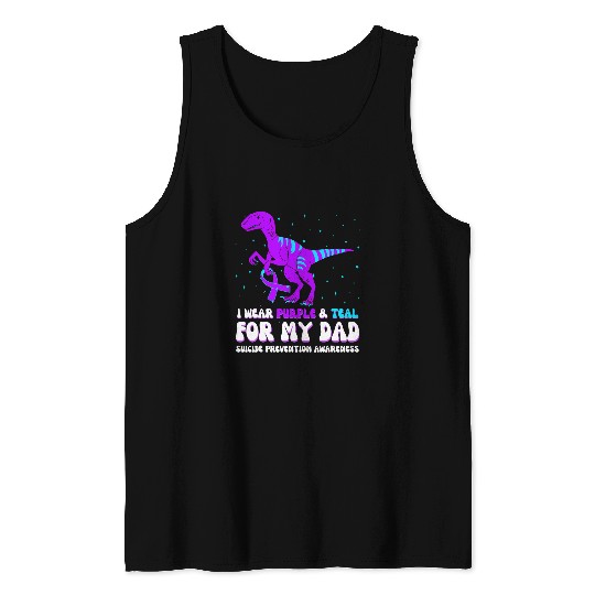 I Wear Purple Teal For Dad suicides Prevention Awareness Tank Tops