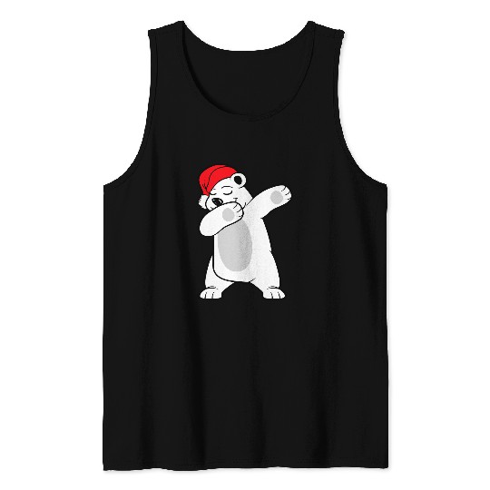 Funny Bear Icebear Polar bear Santa Claus Hat Christmas Dab Dancing Cute Bears Tank Tops