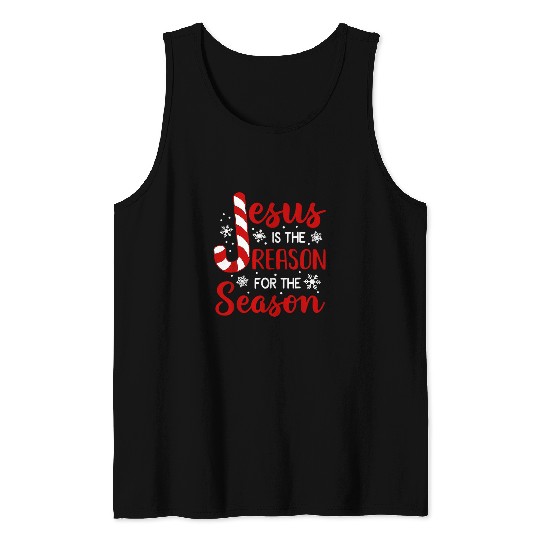 Christian Jesus Is The Reason For The Season Christian Candy Cane xmass Christ Tank Tops