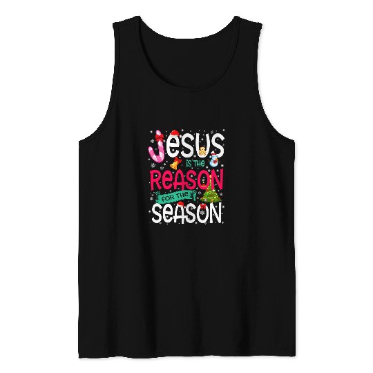 Christian Jesus Is The Reason For The Season Funny Christmas Pajamas 269 Bibble Jesus Christ Tank Tops