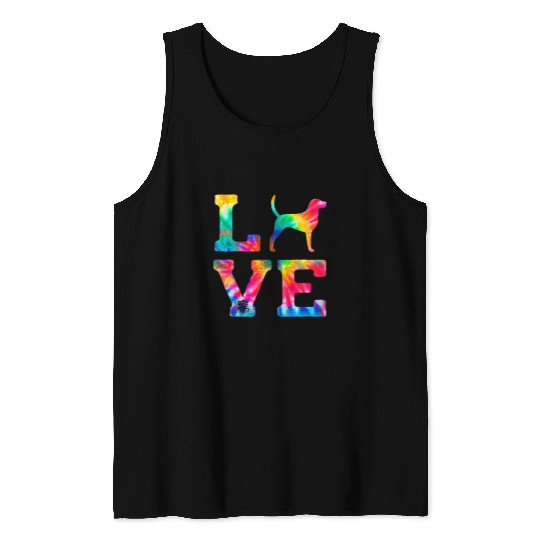 Love English Foxhound Tie Dye Dog Mom Dad Tank Tops