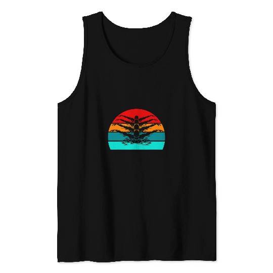 Swimming Pool Funny Swimmer Gift Swim Sport vintages Retro Swimming Tank Tops