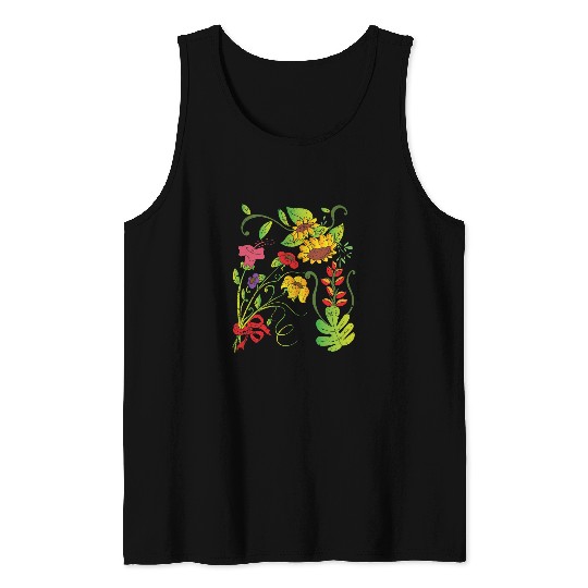 Gardener Wildflower Blossoms Plant Garden Flowers Botanical Tank Tops