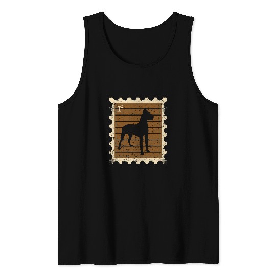 Dog Great Dane Postage Stamp with a Great Dane Tank Tops