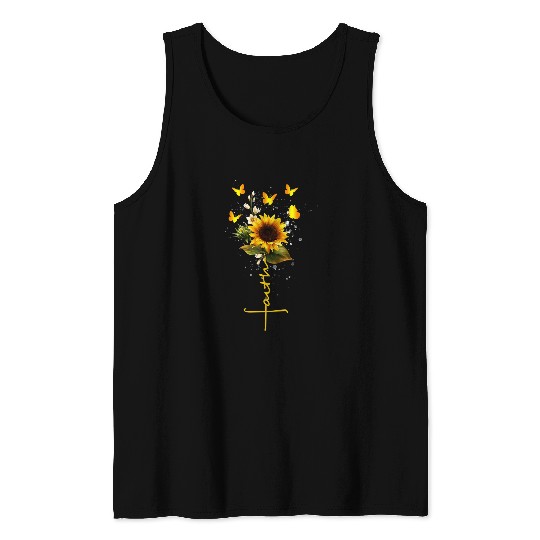 Christian Sunflower Butterflies God Lover Beautiful Christ Tank Tops