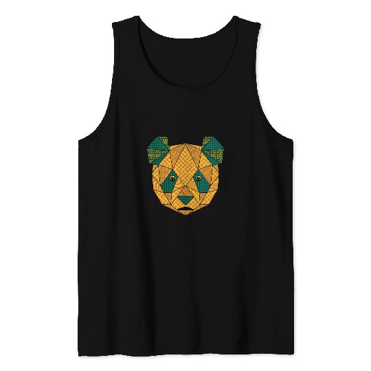 Funny Bear Geometric Giant Panda Bear Low Poly Animal Face Bear Lovers Cute Bears Tank Tops