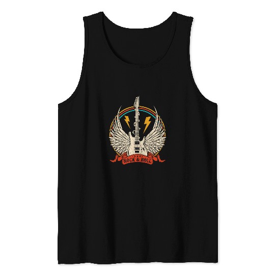 Guitarist vintages 80s Rock Roll Music Guitar Lover Funny Distressed Guitar Tank Tops