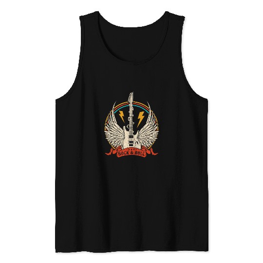 Guitarist vintages 80s Rock Roll Music Guitar Lover Funny Distressed Guitar Tank Tops