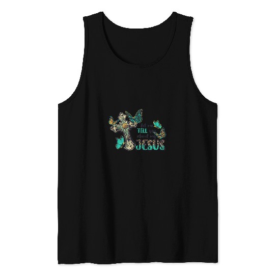 Christian Let Me Tell You About My Jesus Cross Butterflies Christ Tank Tops
