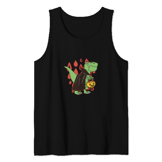Cute Vampire TRexs Dino Halloween Holiday Illustration Tank Tops