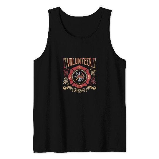 Fireman Firefighter Volunteer Firefighter Thin Red Line fires Fighter Funny Gift Firemen Tank Tops