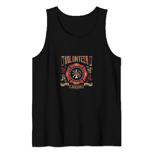Fireman Firefighter Volunteer Firefighter Thin Red Line fires Fighter Funny Gift Firemen Tank Tops