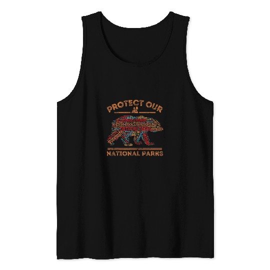 Funny Bear Protect Our Parks National Park Bear Nature Hiking Cute Bears Tank Tops