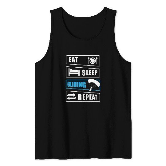Skydiving Gift Eat Sleep Gliding Repeat Paragliding Parachute Paraglider 2 Tank Tops