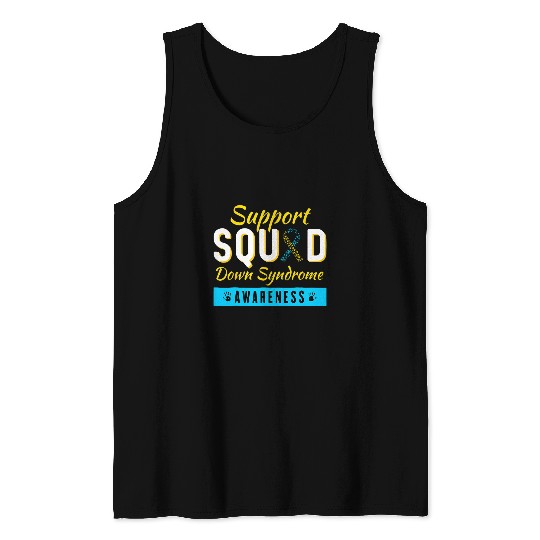 Down Syndromes Awareness Month Ribbon Support Squad Tank Tops