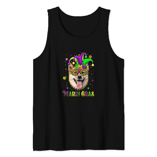 Dog Shiba Inu Cute Mardi Gras carnivals Shiba Inu Dog Mardi Gras Tank Tops