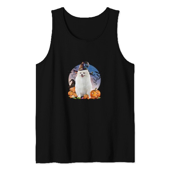 Dog Pomeranian Halloween Pomeranian Jack O Lantern Pumpkin Moon 42 Tank Tops